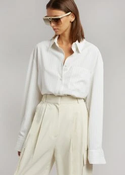 The Frankie Shop CLOTHING Lui Fluid Pinstripe Shirt - Off White
