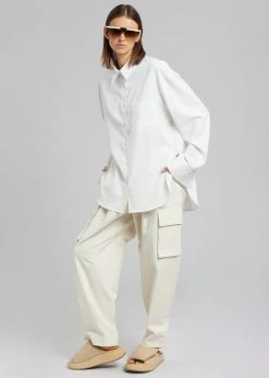 The Frankie Shop CLOTHING Lui Fluid Pinstripe Shirt - Off White