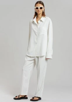 The Frankie Shop CLOTHING Lui Fluid Pinstripe Shirt - Off White