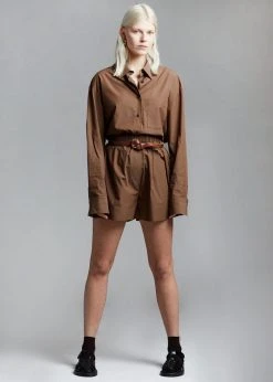 The Frankie Shop Lui Organic Cotton Boxer Short - Chocolate CLOTHING