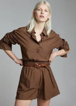 The Frankie Shop Lui Organic Cotton Boxer Short - Chocolate CLOTHING