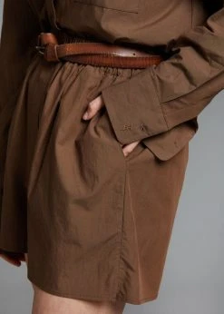 The Frankie Shop Lui Organic Cotton Boxer Short - Chocolate CLOTHING