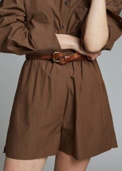 The Frankie Shop Lui Organic Cotton Boxer Short - Chocolate CLOTHING