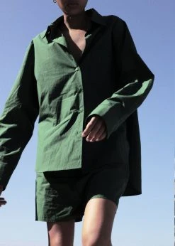 The Frankie Shop Lui Organic Cotton Boxer Short - Hunter Green