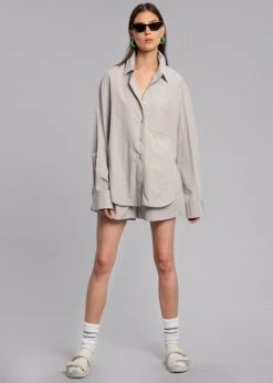 The Frankie Shop Lui Organic Cotton Boxer Short - Ice CLOTHING