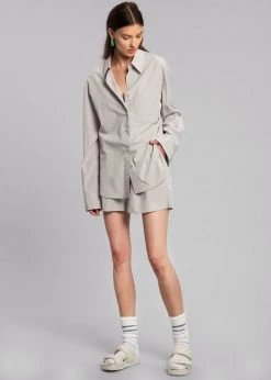 The Frankie Shop Lui Organic Cotton Boxer Short - Ice CLOTHING