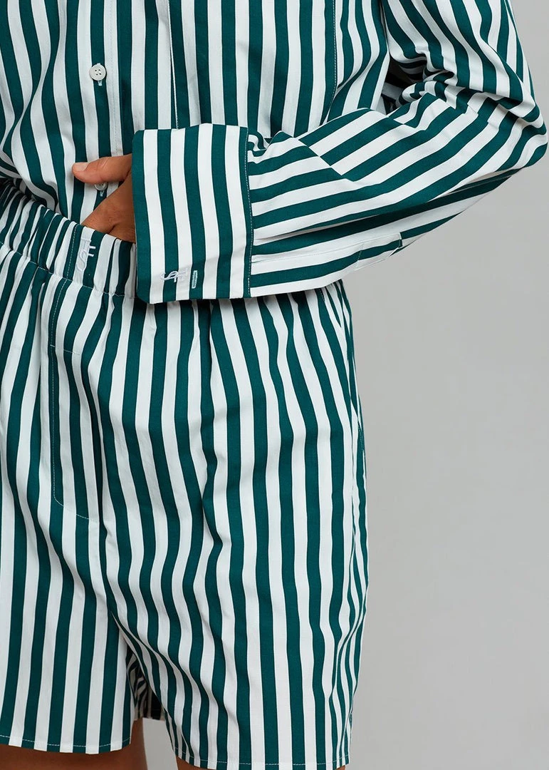 The Frankie Shop Lui Organic Cotton Boxer Short - Pine Stripe 5 The Frankie Shop Lui Organic Cotton Boxer Short - Pine Stripe