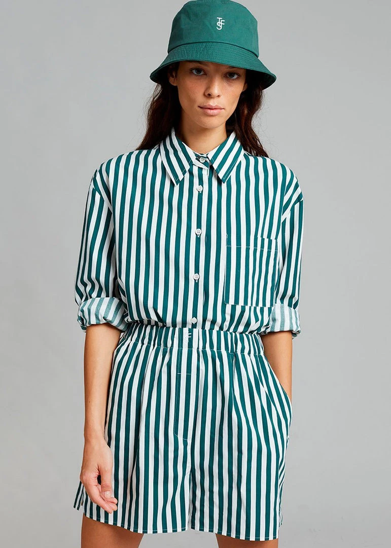 The Frankie Shop Lui Organic Cotton Boxer Short - Pine Stripe 3 The Frankie Shop Lui Organic Cotton Boxer Short - Pine Stripe