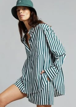 The Frankie Shop Lui Organic Cotton Boxer Short - Pine Stripe 15 The Frankie Shop Lui Organic Cotton Boxer Short - Pine Stripe