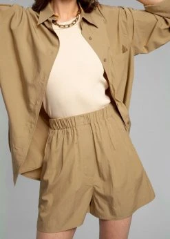 The Frankie Shop Lui Organic Cotton Boxer Short - Sahara CLOTHING