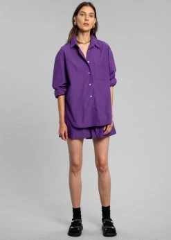 The Frankie Shop Lui Organic Cotton Shirt - Berry CLOTHING 19 The Frankie Shop Lui Organic Cotton Shirt - Berry CLOTHING