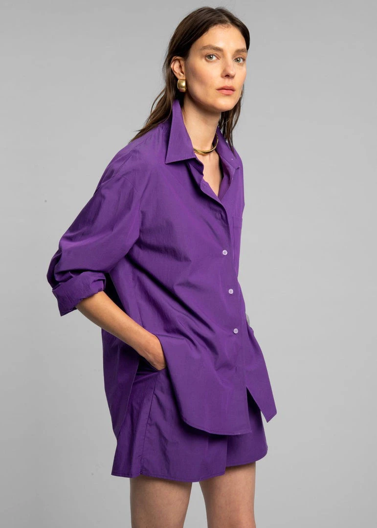 The Frankie Shop Lui Organic Cotton Shirt - Berry CLOTHING 2 The Frankie Shop Lui Organic Cotton Shirt - Berry CLOTHING