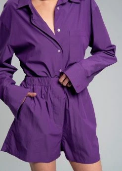 The Frankie Shop Lui Organic Cotton Shirt - Berry CLOTHING 17 The Frankie Shop Lui Organic Cotton Shirt - Berry CLOTHING