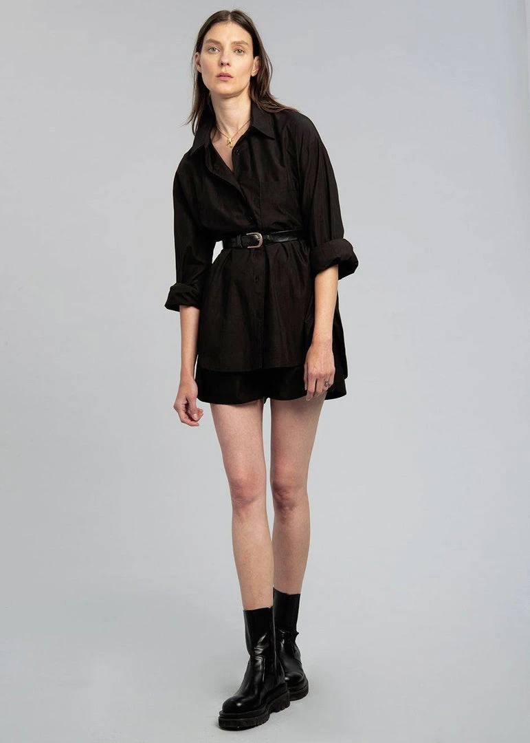 The Frankie Shop CLOTHING Lui Organic Cotton Shirt - Black 1 The Frankie Shop CLOTHING Lui Organic Cotton Shirt - Black