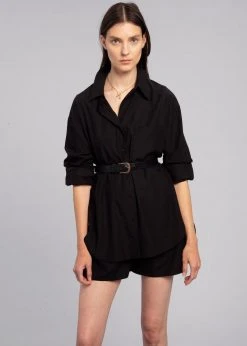 The Frankie Shop CLOTHING Lui Organic Cotton Shirt - Black 10 The Frankie Shop CLOTHING Lui Organic Cotton Shirt - Black