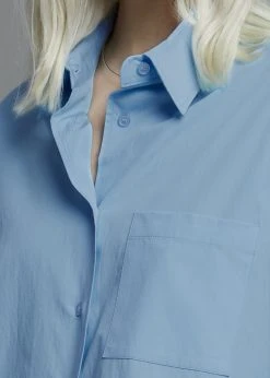 The Frankie Shop Lui Organic Cotton Shirt - Blue CLOTHING