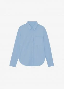 The Frankie Shop Lui Organic Cotton Shirt - Blue CLOTHING