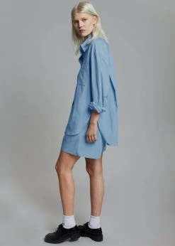 The Frankie Shop Lui Organic Cotton Shirt - Blue CLOTHING