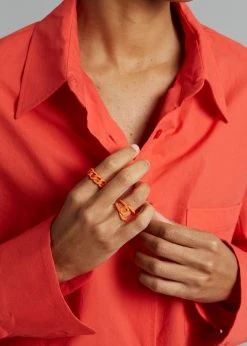 The Frankie Shop Lui Organic Cotton Shirt - Chili