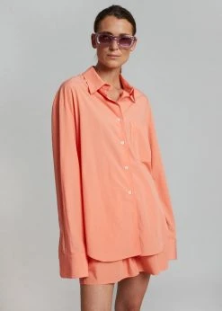 The Frankie Shop Lui Organic Cotton Shirt - Coral