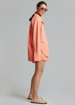 The Frankie Shop Lui Organic Cotton Shirt - Coral
