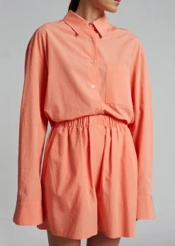 The Frankie Shop Lui Organic Cotton Shirt - Coral