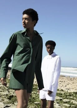 The Frankie Shop CLOTHING Lui Organic Cotton Shirt - Hunter Green