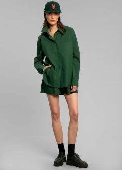 The Frankie Shop CLOTHING Lui Organic Cotton Shirt - Hunter Green
