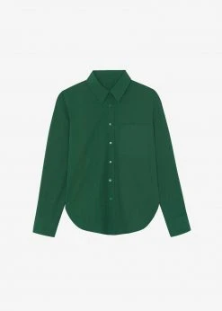 The Frankie Shop CLOTHING Lui Organic Cotton Shirt - Hunter Green
