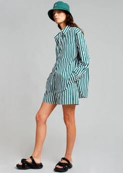 The Frankie Shop CLOTHING Lui Organic Cotton Shirt - Pine Stripe 15 The Frankie Shop CLOTHING Lui Organic Cotton Shirt - Pine Stripe