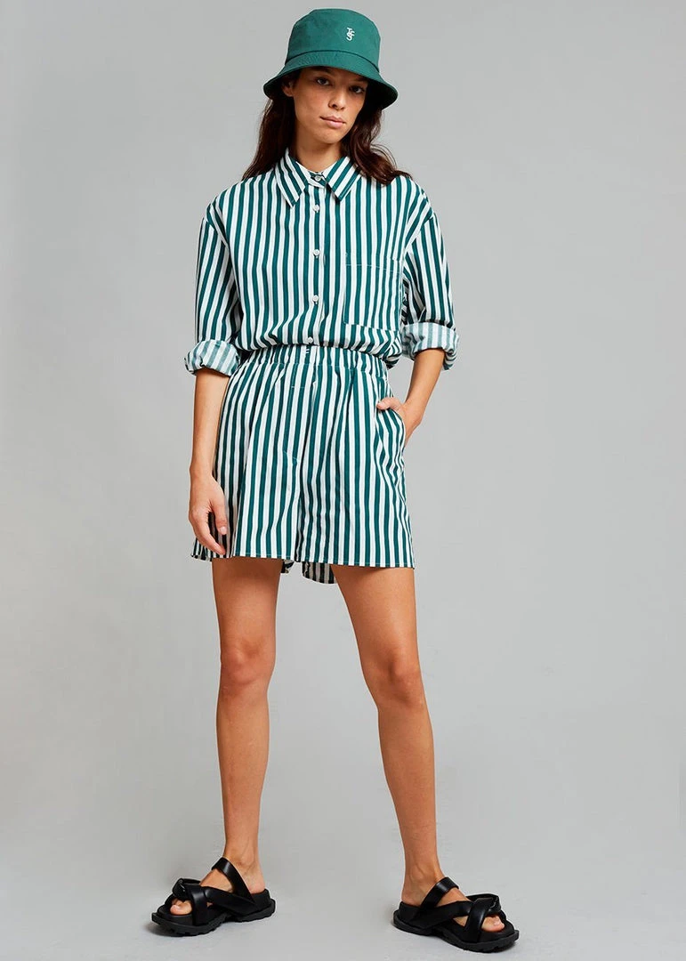 The Frankie Shop CLOTHING Lui Organic Cotton Shirt - Pine Stripe 7 The Frankie Shop CLOTHING Lui Organic Cotton Shirt - Pine Stripe