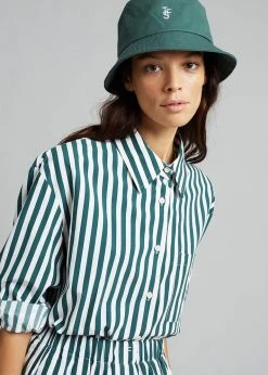 The Frankie Shop CLOTHING Lui Organic Cotton Shirt - Pine Stripe 19 The Frankie Shop CLOTHING Lui Organic Cotton Shirt - Pine Stripe
