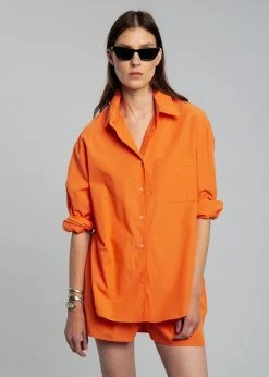 The Frankie Shop CLOTHING Lui Organic Cotton Shirt - Tangerine