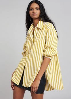 The Frankie Shop CLOTHING Lui Stripe Shirt - Gold Yellow