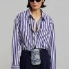 The Frankie Shop Lui Stripe Shirt - Deep Blue CLOTHING