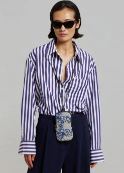 The Frankie Shop Lui Stripe Shirt - Deep Blue CLOTHING