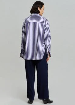 The Frankie Shop Lui Stripe Shirt - Deep Blue CLOTHING