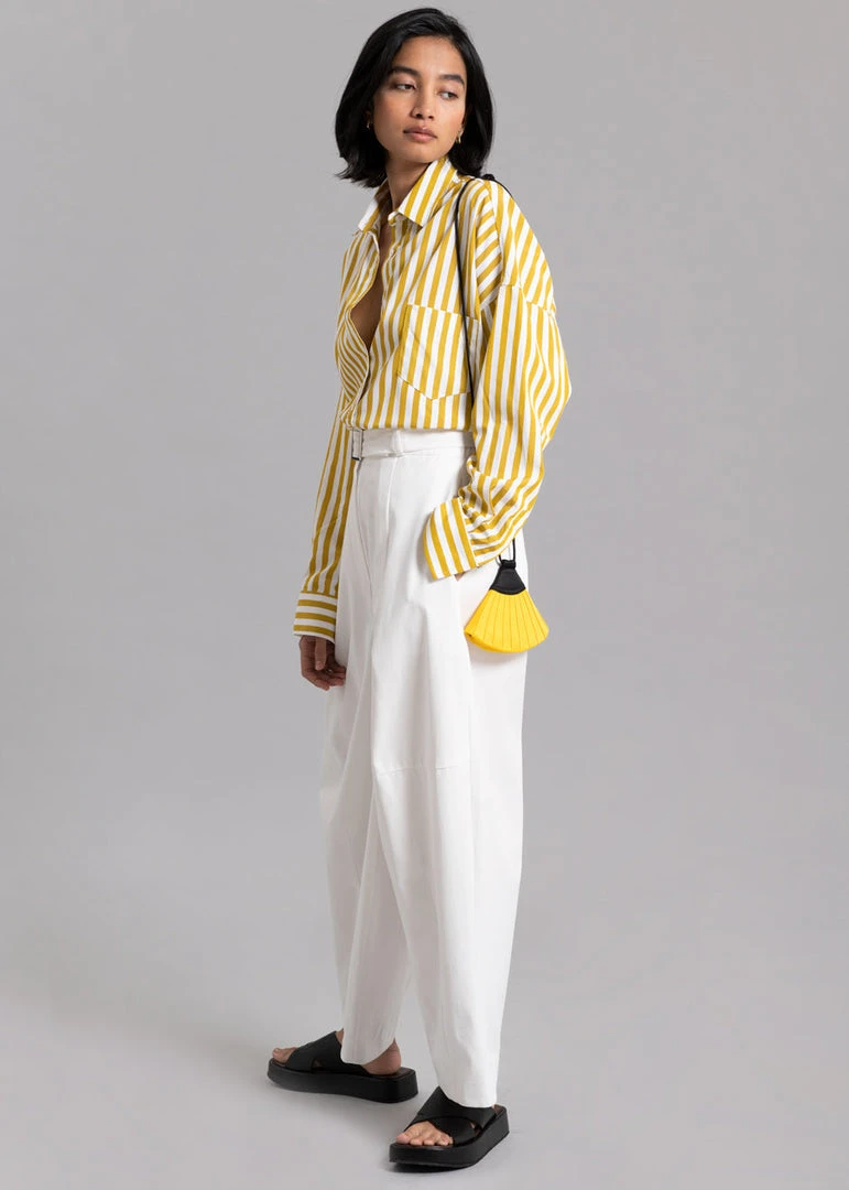 The Frankie Shop CLOTHING Lui Stripe Shirt - Gold Yellow 2 The Frankie Shop CLOTHING Lui Stripe Shirt - Gold Yellow