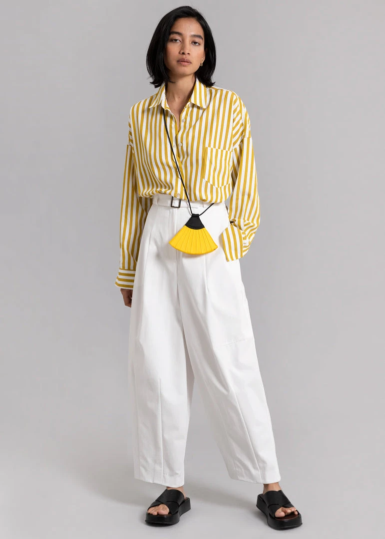 The Frankie Shop CLOTHING Lui Stripe Shirt - Gold Yellow 6 The Frankie Shop CLOTHING Lui Stripe Shirt - Gold Yellow