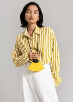 The Frankie Shop CLOTHING Lui Stripe Shirt - Gold Yellow 15 The Frankie Shop CLOTHING Lui Stripe Shirt - Gold Yellow