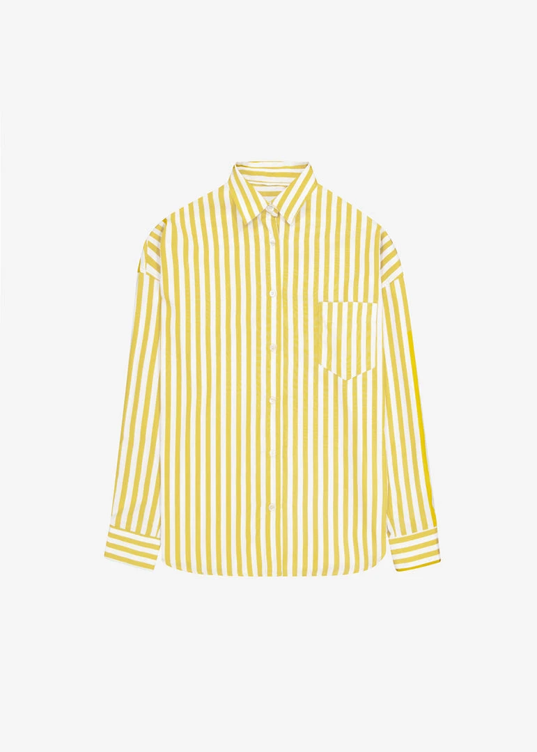 The Frankie Shop CLOTHING Lui Stripe Shirt - Gold Yellow 11 The Frankie Shop CLOTHING Lui Stripe Shirt - Gold Yellow