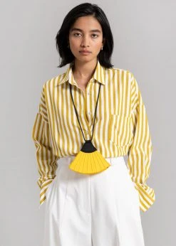 The Frankie Shop CLOTHING Lui Stripe Shirt - Gold Yellow 13 The Frankie Shop CLOTHING Lui Stripe Shirt - Gold Yellow