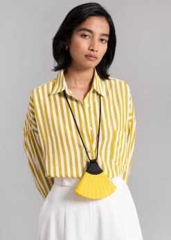The Frankie Shop CLOTHING Lui Stripe Shirt - Gold Yellow 19 The Frankie Shop CLOTHING Lui Stripe Shirt - Gold Yellow