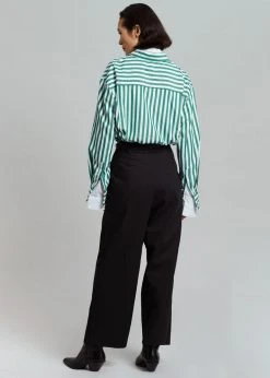 The Frankie Shop Lui Stripe Shirt - Green CLOTHING