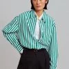 The Frankie Shop Lui Stripe Shirt - Green CLOTHING