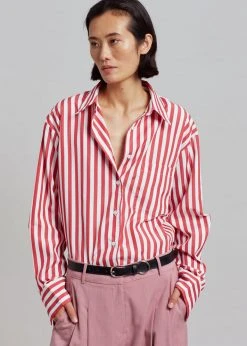 The Frankie Shop CLOTHING Lui Stripe Shirt - Red