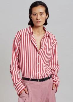 The Frankie Shop CLOTHING Lui Stripe Shirt - Red