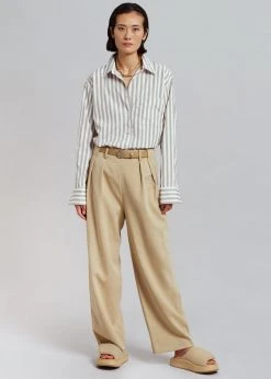 The Frankie Shop Lui Stripe Shirt - Sand CLOTHING