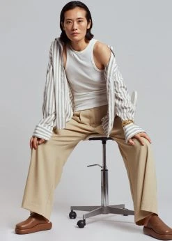 The Frankie Shop Lui Stripe Shirt - Sand CLOTHING