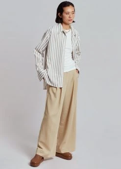 The Frankie Shop Lui Stripe Shirt - Sand CLOTHING